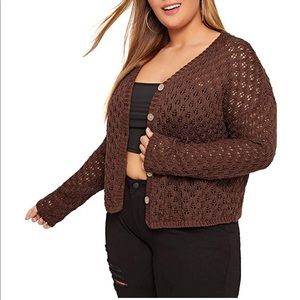 Single Breasted Knit Cardigan Open Front Sweater